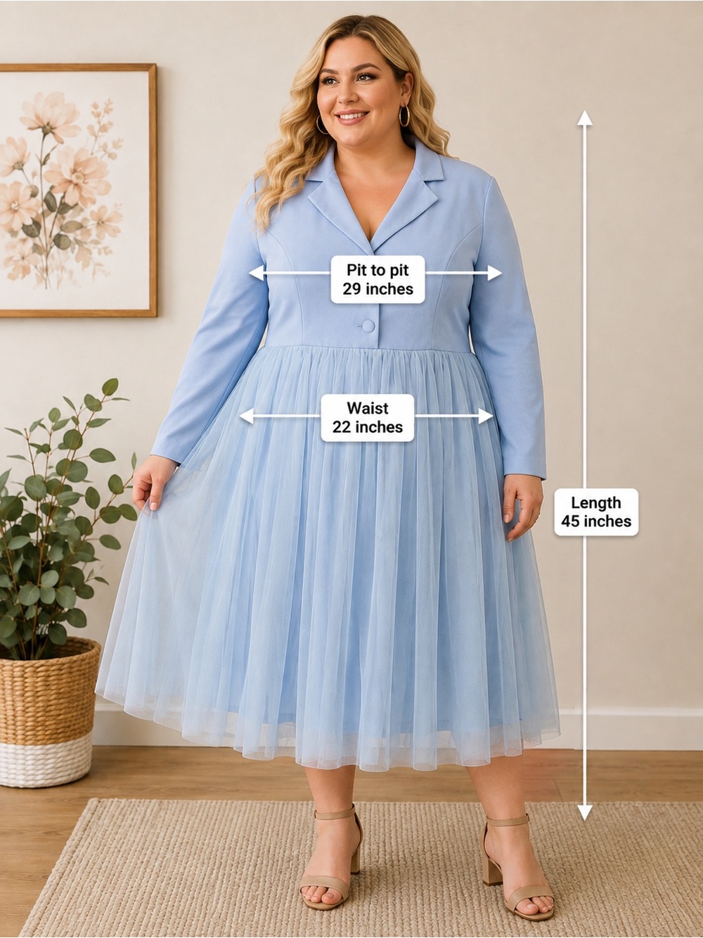 Light Blue Tulle dress plus size